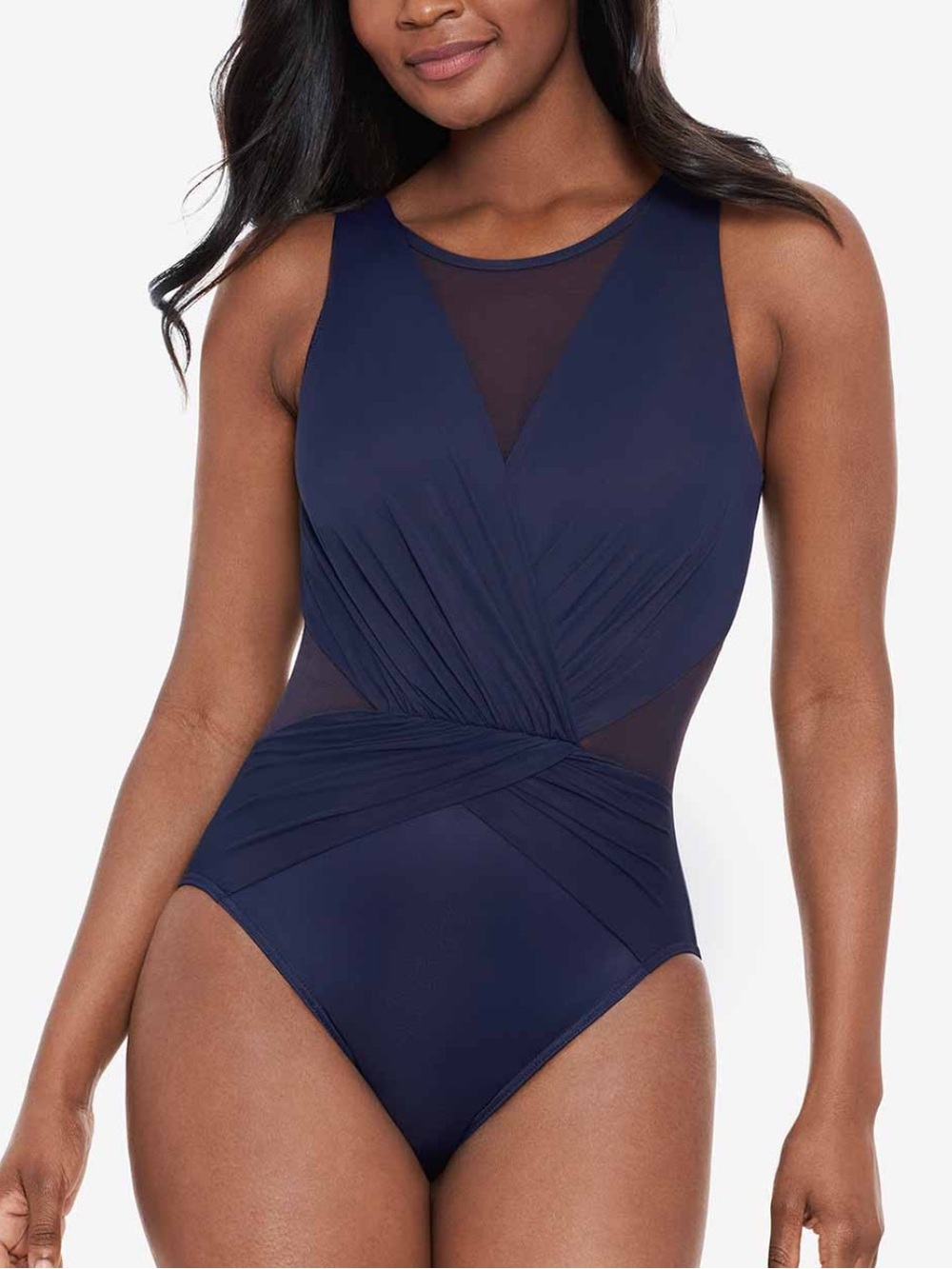 MiracleSuit Palma One Piece Midnight Navy Swim Compression Padded Resort-18W
